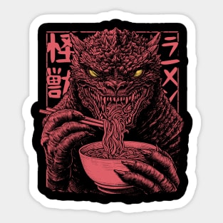 Kaiju Monster Eating Ramen Sticker